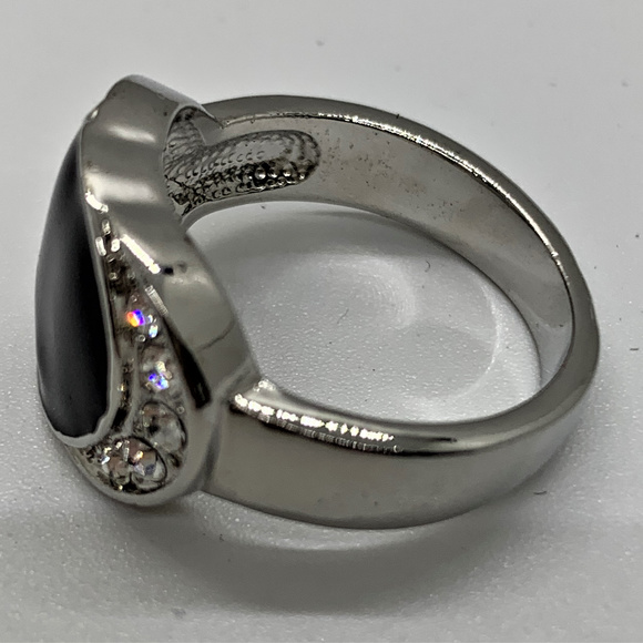 Silver Ring with Black Onyx Stone Size 8 NEW - Picture 3 of 4